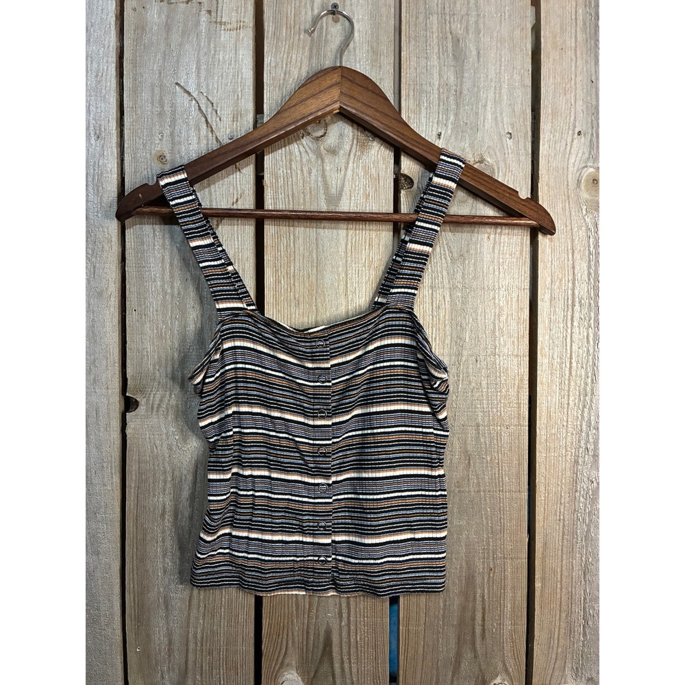 American Eagle Soft & Sexy‎ Ribbed Tank  XS Striped Button Front Camisole Black
